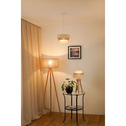 Brilagi - Lámpara colgante DENVER LUNETA 1xE27/15W/230V diá. 25 cm beige/marrón/color crema