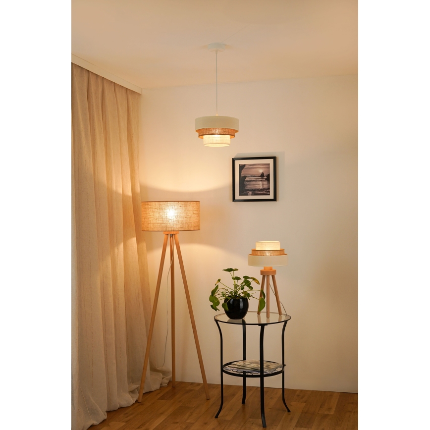 Brilagi - Lámpara colgante DENVER LUNETA 1xE27/15W/230V diá. 25 cm beige/marrón/color crema