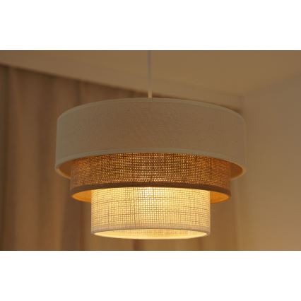 Brilagi - Lámpara colgante DENVER LUNETA 1xE27/15W/230V diá. 25 cm beige/marrón/color crema