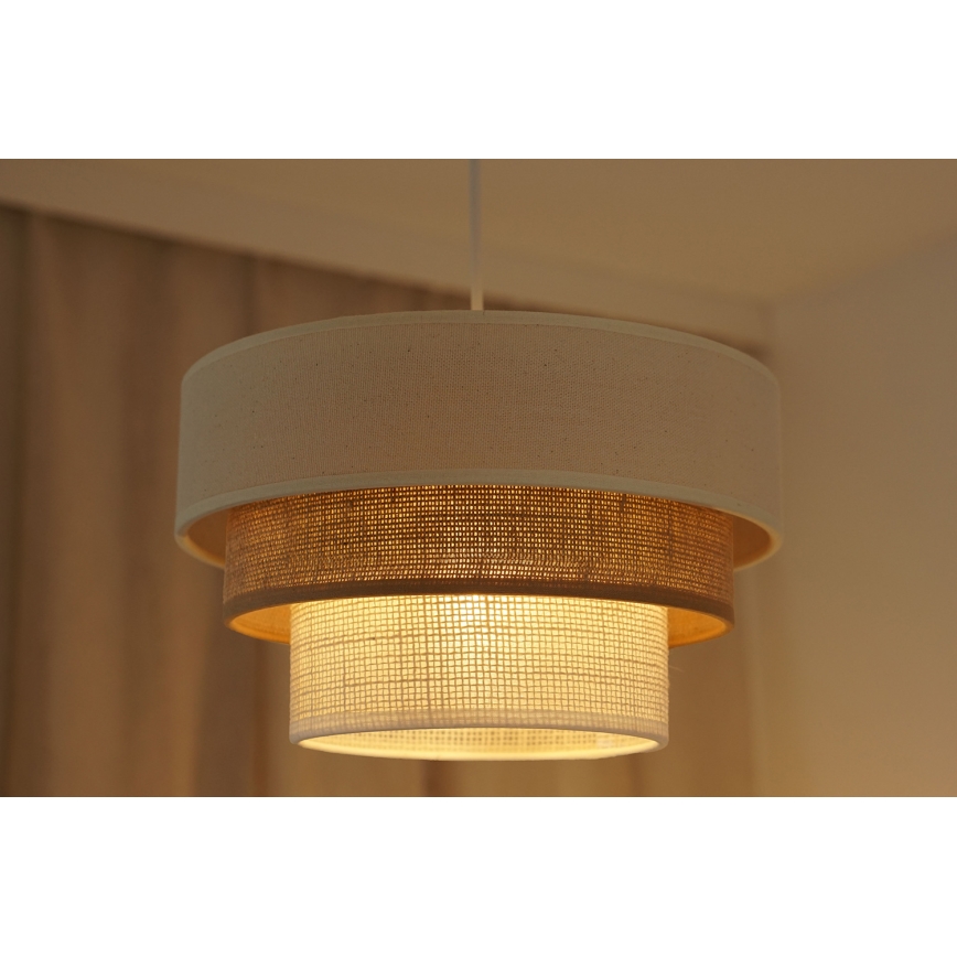 Brilagi - Lámpara colgante DENVER LUNETA 1xE27/15W/230V diá. 25 cm beige/marrón/color crema