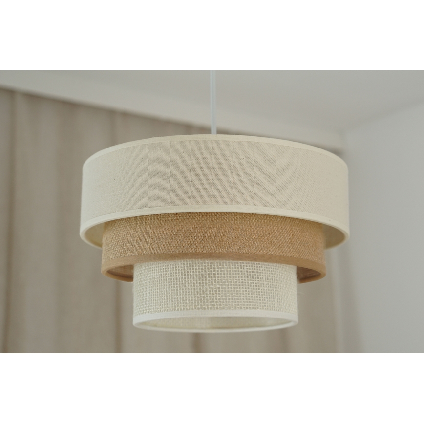 Brilagi - Lámpara colgante DENVER LUNETA 1xE27/15W/230V diá. 25 cm beige/marrón/color crema