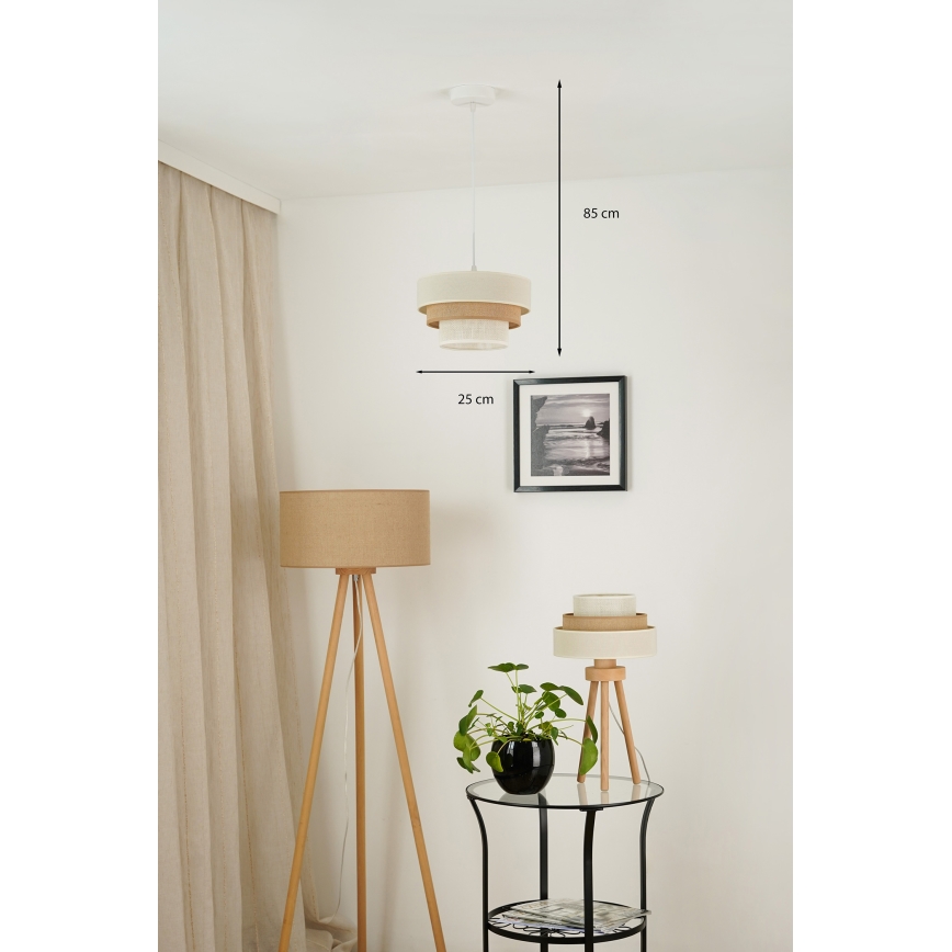 Brilagi - Lámpara colgante DENVER LUNETA 1xE27/15W/230V diá. 25 cm beige/marrón/color crema