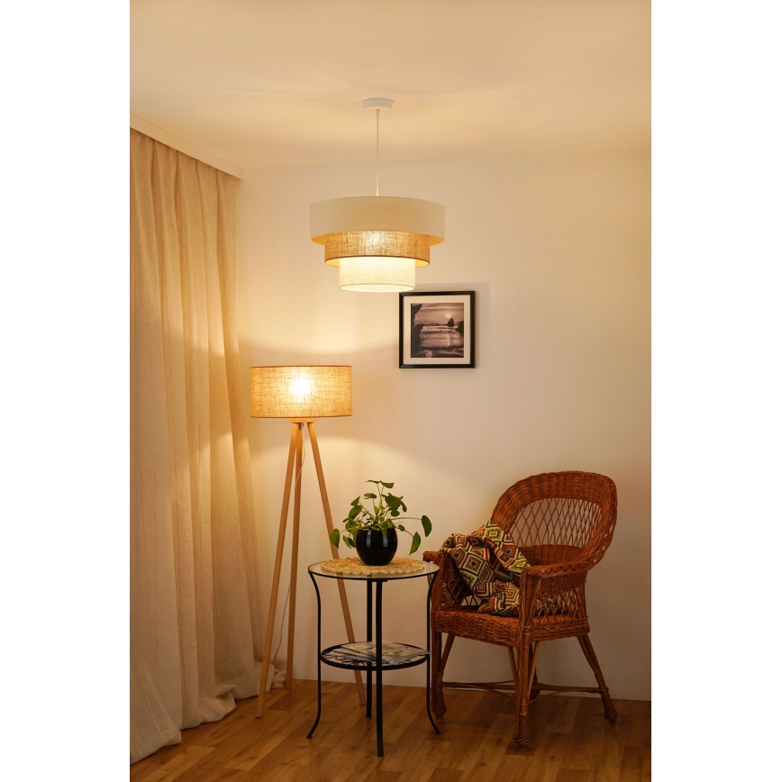 Brilagi - Lámpara colgante con cable DENVER LUNETA 1xE27/15W/230V Ø 45 cm beige/marrón/crema
