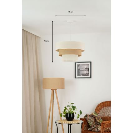 Brilagi - Lámpara colgante con cable DENVER LUNETA 1xE27/15W/230V Ø 45 cm beige/marrón/crema