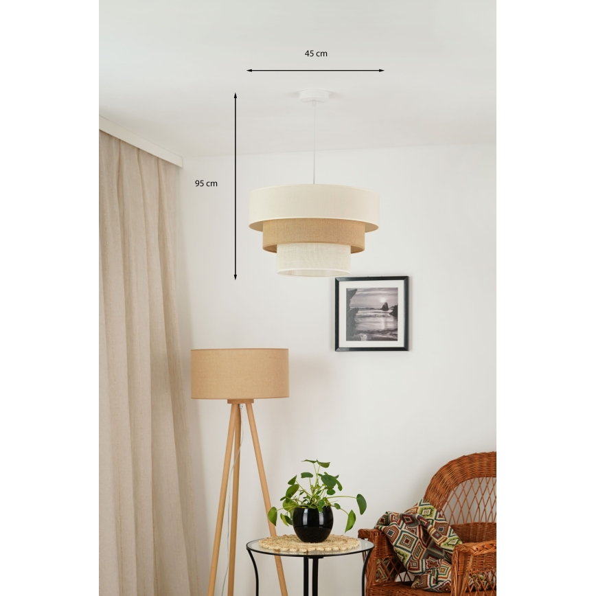 Brilagi - Lámpara colgante con cable DENVER LUNETA 1xE27/15W/230V Ø 45 cm beige/marrón/crema