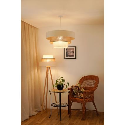 Brilagi - Lámpara colgante con cable DENVER LUNETA 1xE27/15W/230V diámetro 60 cm beige/marrón/crema