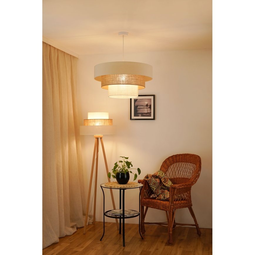Brilagi - Lámpara colgante con cable DENVER LUNETA 1xE27/15W/230V diámetro 60 cm beige/marrón/crema