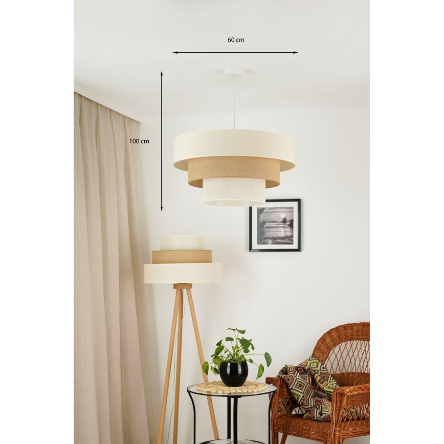Brilagi - Lámpara colgante con cable DENVER LUNETA 1xE27/15W/230V diámetro 60 cm beige/marrón/crema