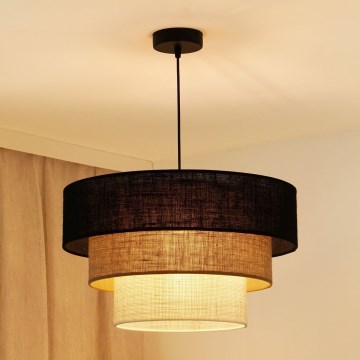 Brilagi - Lámpara colgante en cable ASPEN LUNETA 1xE27/15W/230V diámetro 45 cm negro/beige/crema