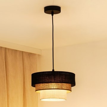 Brilagi - Lámpara colgante en cable ASPEN LUNETA 1xE27/15W/230V Ø 25 cm negro/beige/crema