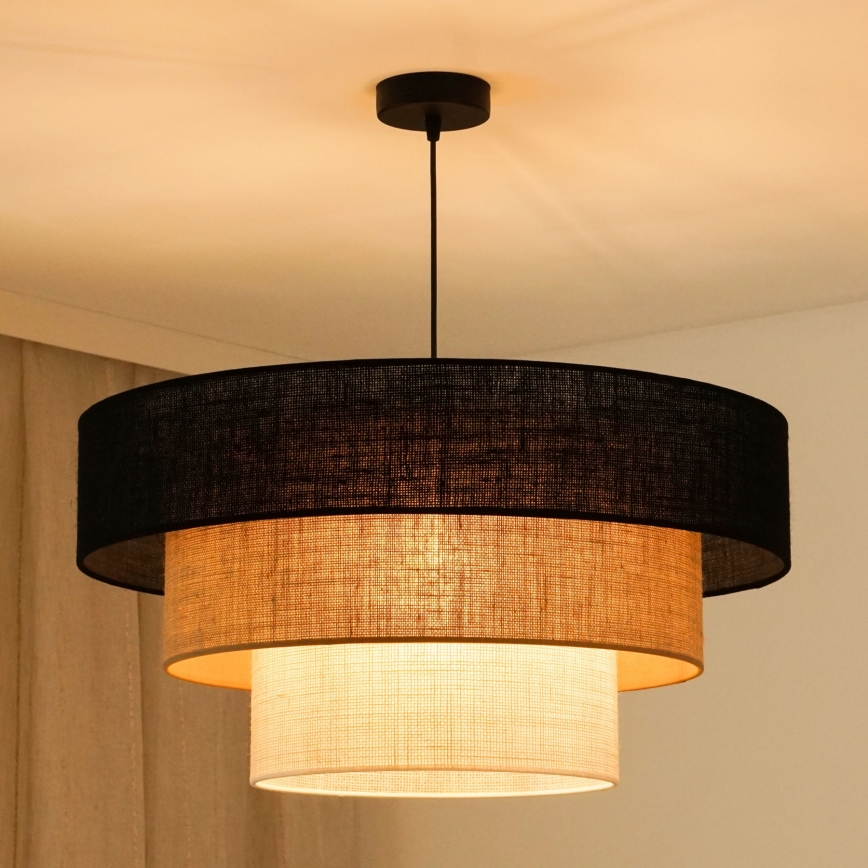 Brilagi - Lámpara colgante en cable ASPEN LUNETA 1xE27/15W/230V Ø 60 cm negro/beige/crème