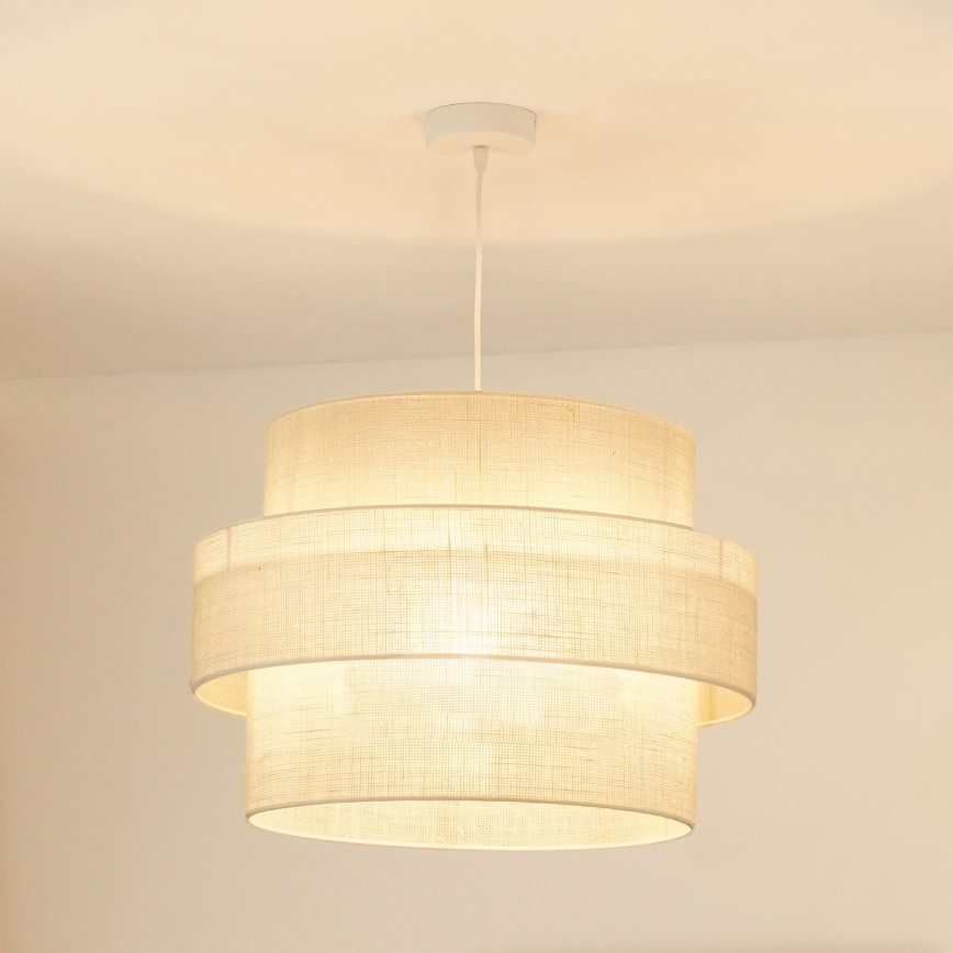 Brilagi - Lámpara colgante en cable SPACE YUTE 1xE27/15W/230V diámetro 50 cm crema/blanco