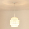 Brilagi - Lámpara colgante en cable SPACE YUTE 1xE27/15W/230V Ø 25 cm crema/blanco