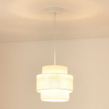Brilagi - Lámpara colgante en cable SPACE YUTE 1xE27/15W/230V Ø 25 cm crema/blanco