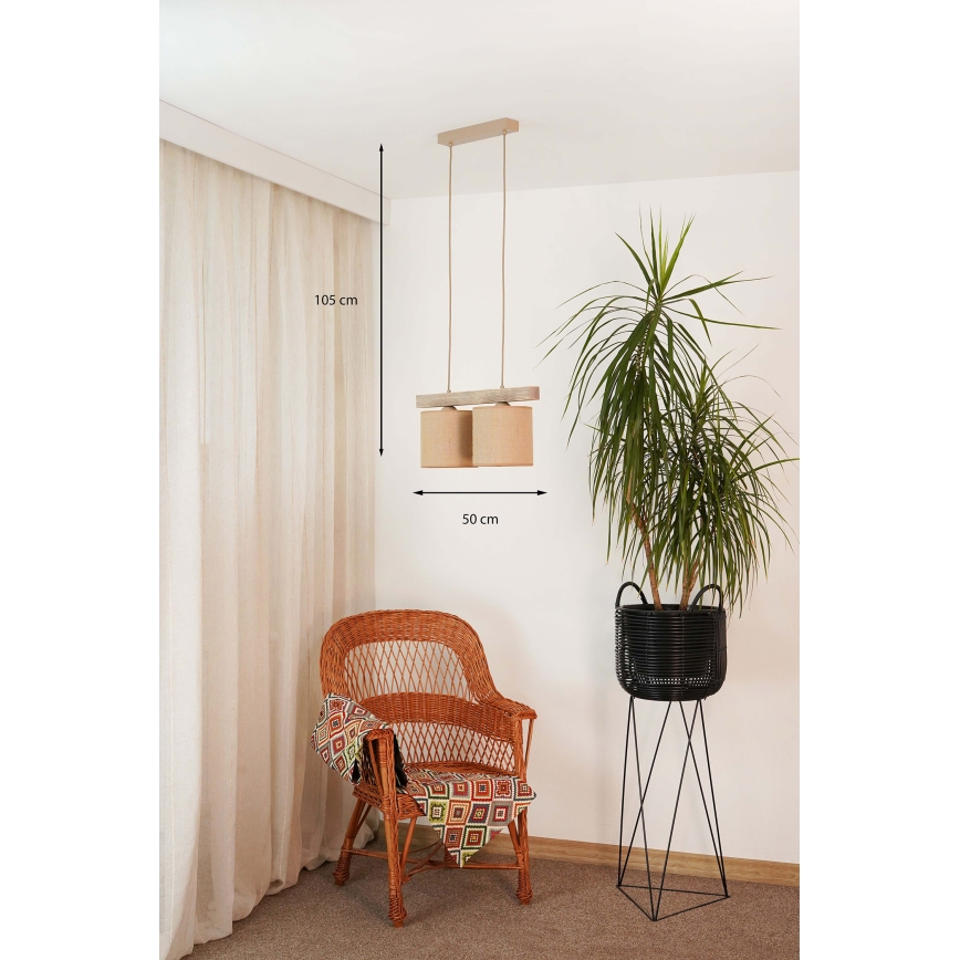 Brilagi - Lámpara colgante FOREST 2xE27/15W/230V pino/marrón