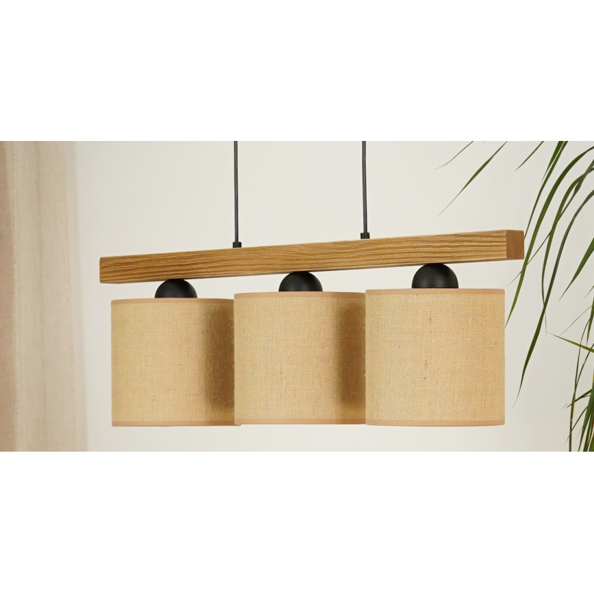 Brilagi - Lámpara colgante FOREST 3xE27/15W/230V pino/marrón/negro