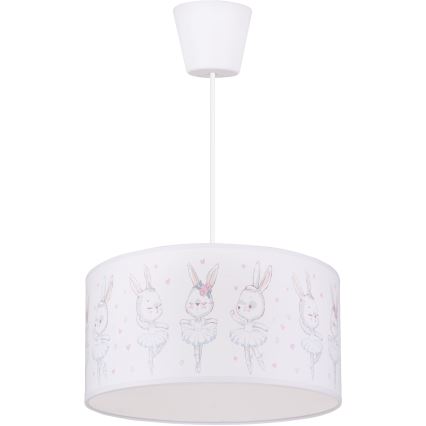 Brilagi - Lámpara colgante infantil LED BOBO 1xE27/10W/230V, diámetro 35 cm, blanca/conejitos