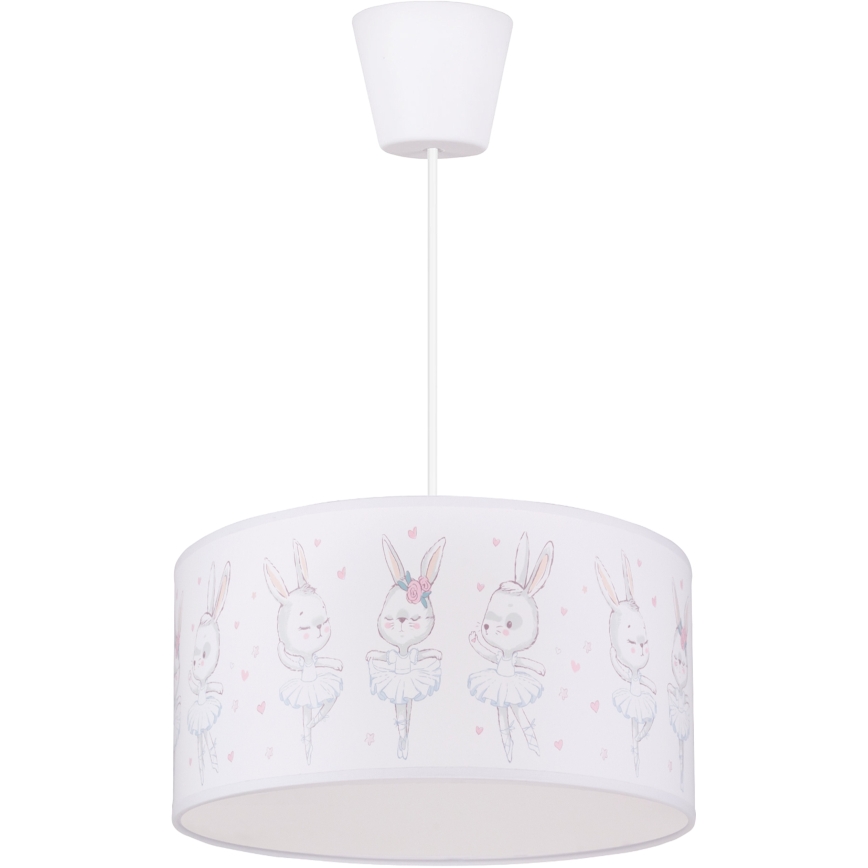 Brilagi - Lámpara colgante infantil LED BOBO 1xE27/10W/230V, diámetro 35 cm, blanca/conejitos