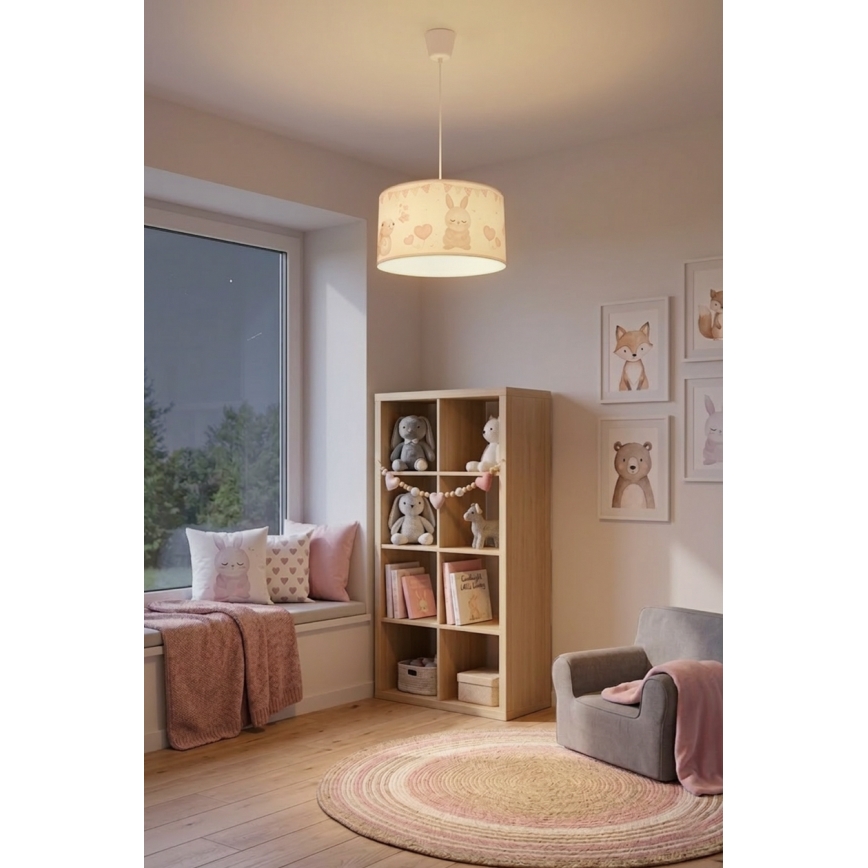 Brilagi - Lámpara colgante infantil LED BOBO 1xE27/10W/230V diámetro 35 cm blanco/motivos de animales