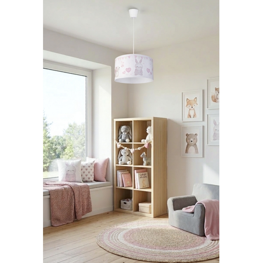 Brilagi - Lámpara colgante infantil LED BOBO 1xE27/10W/230V diámetro 35 cm blanco/motivos de animales