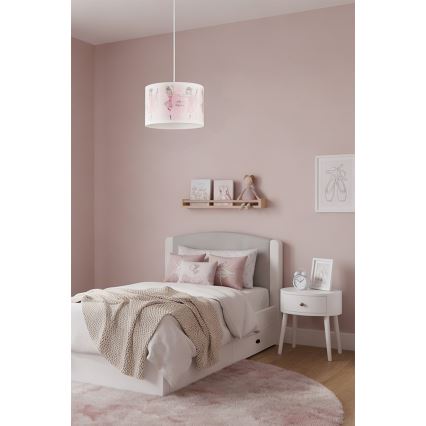 Brilagi - Lámpara colgante infantil LED BOBO, con cable, 1xE27/10W/230V, Ø 35 cm, rosa/bailarinas