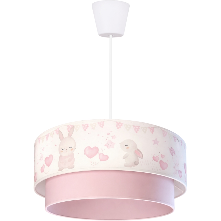 Brilagi - Lámpara LED infantil colgante con cable BOBO 1xE27/10W/230V pr. 40 cm crema/rosa/conejitos