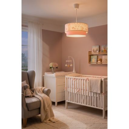 Brilagi - Lámpara LED infantil colgante con cable BOBO 1xE27/10W/230V pr. 40 cm crema/rosa/conejitos