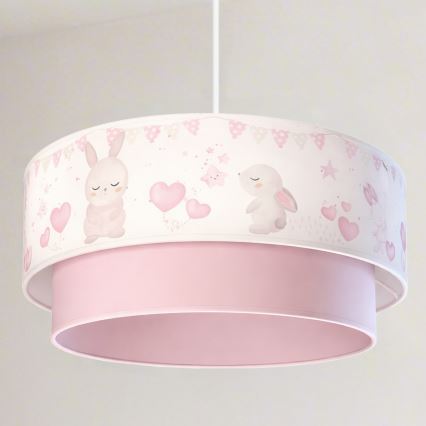 Brilagi - Lámpara LED infantil colgante con cable BOBO 1xE27/10W/230V pr. 40 cm crema/rosa/conejitos