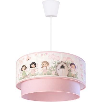 Brilagi - Lámpara colgante infantil LED BOBO con cable 1xE27/10W/230V Ø 40 cm rosa/hadas