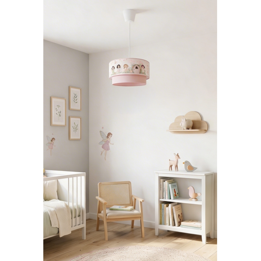 Brilagi - Lámpara colgante infantil LED BOBO con cable 1xE27/10W/230V Ø 40 cm rosa/hadas