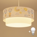 Brilagi - Lámpara colgante infantil LED con cable BOBO 1xE27/10W/230V diámetro 40 cm blanco/beige/motivos de animales