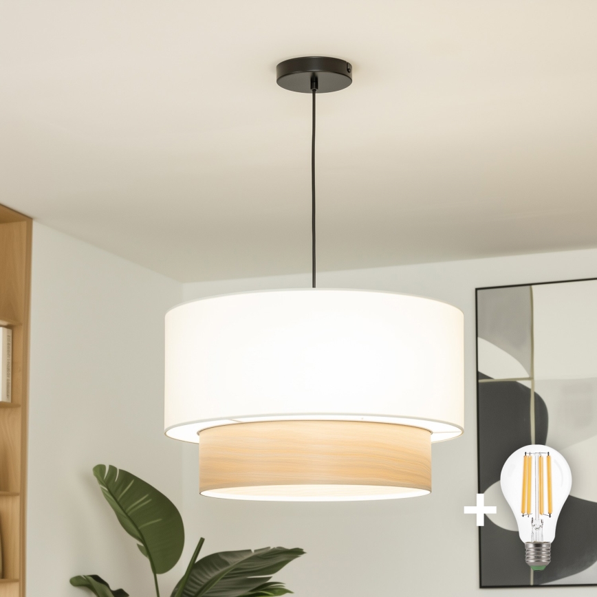 Brilagi - Lámpara colgante LED CERIA 1xE27/40W/230V Ø 50 cm blanco/beige