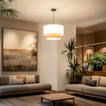 Brilagi - Lámpara colgante LED CERIA 1xE27/40W/230V Ø 50 cm blanco/beige