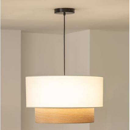 Brilagi - Lámpara colgante LED CERIA 1xE27/40W/230V Ø 50 cm blanco/beige