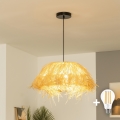 Brilagi - Lámpara colgante LED CERIA BOHO 1xE27/40W/230V Ø 40 cm rafia