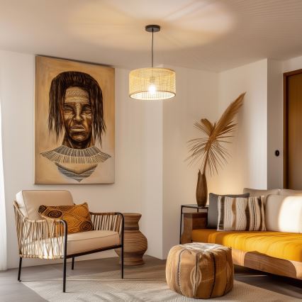 Brilagi - Lámpara colgante LED CERIA BOHO con cable 1xE27/40W/230V, diámetro 25 cm, bambú