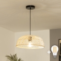 Brilagi - Lámpara colgante LED CERIA BOHO con cable 1xE27/40W/230V Ø 60 cm ratán