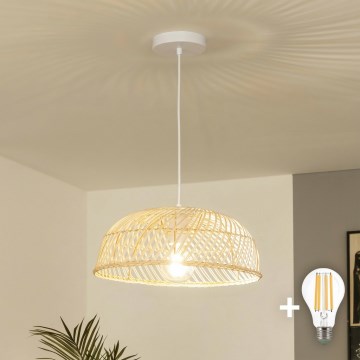 Brilagi - Lámpara colgante LED CERIA BOHO con cable, 1xE27/40W/230V, Ø 60 cm, ratán