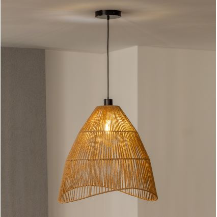 Brilagi - Lámpara colgante LED CERIA BOHO con cable 1xE27/40W/230V Ø 70 cm marrón