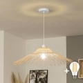 Brilagi - Lámpara colgante LED CERIA BOHO suspendida en cable, 1xE27/40W/230V, Ø 100 cm, bambú
