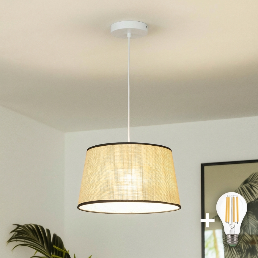 Brilagi - Lámpara colgante LED CERIA con cable 1xE27/40W/230V, diámetro 35 cm, beige