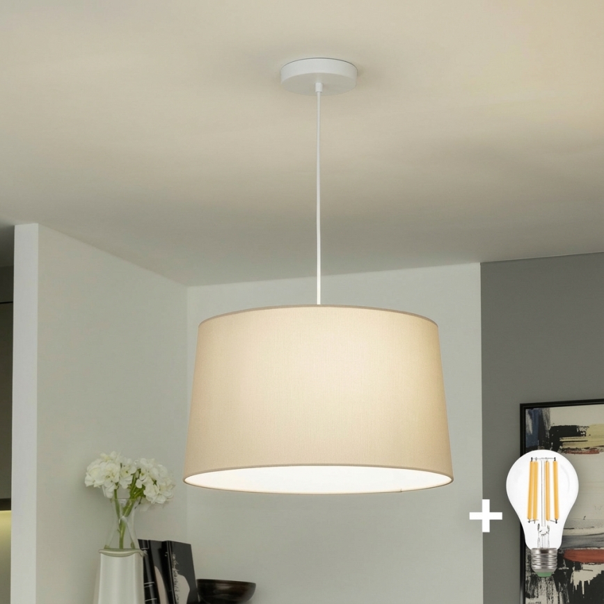 Brilagi - Lámpara colgante LED CERIA con cable 1xE27/40W/230V diámetro 45 cm beige