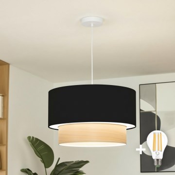 Brilagi - Lámpara colgante LED CERIA con cable 1xE27/40W/230V diámetro 50 cm negro/beige