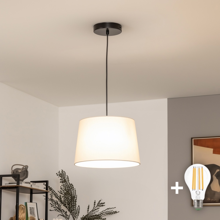 Brilagi - Lámpara colgante LED CERIA con cable 1xE27/40W/230V Ø 30 cm beige