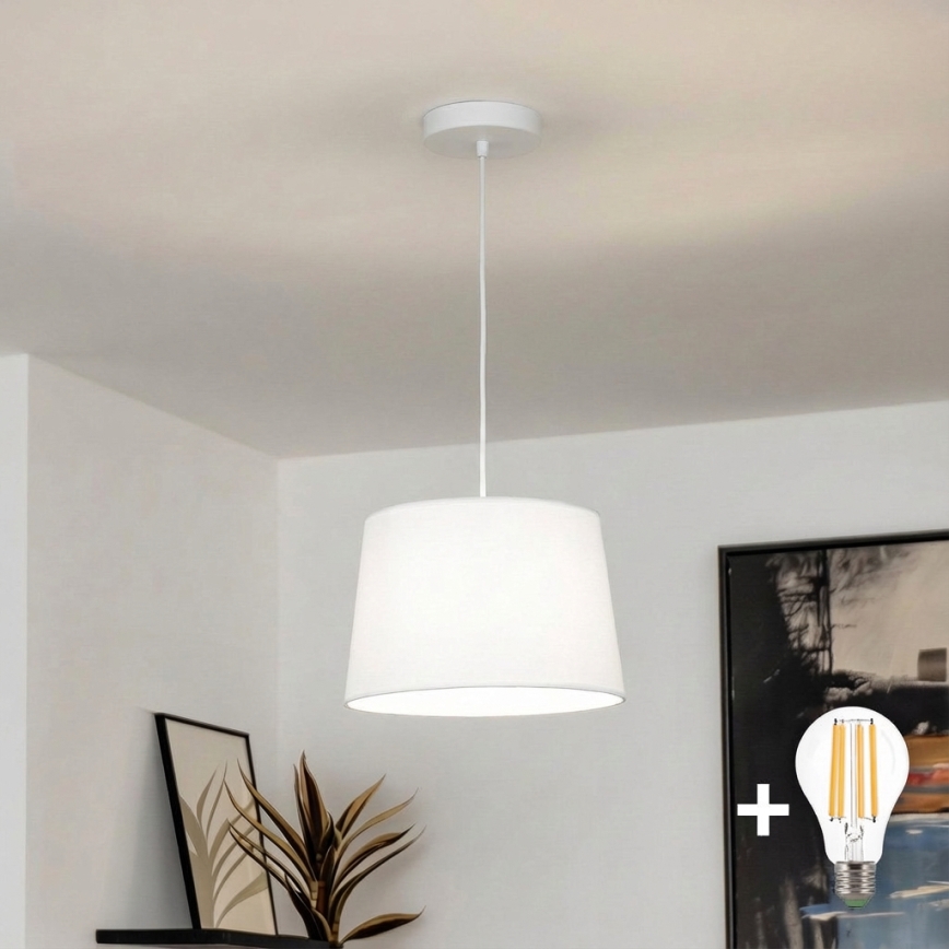 Brilagi - Lámpara colgante LED CERIA de cable 1xE27/40W/230V diámetro 30 cm blanca
