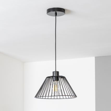 Brilagi - Lámpara colgante LED CERIA WIRE con cable 1x E27/40W/230V Ø 30 cm negra