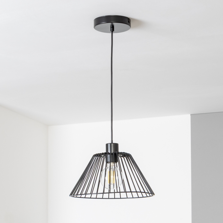 Brilagi - Lámpara colgante LED CERIA WIRE con cable 1x E27/40W/230V Ø 30 cm negra