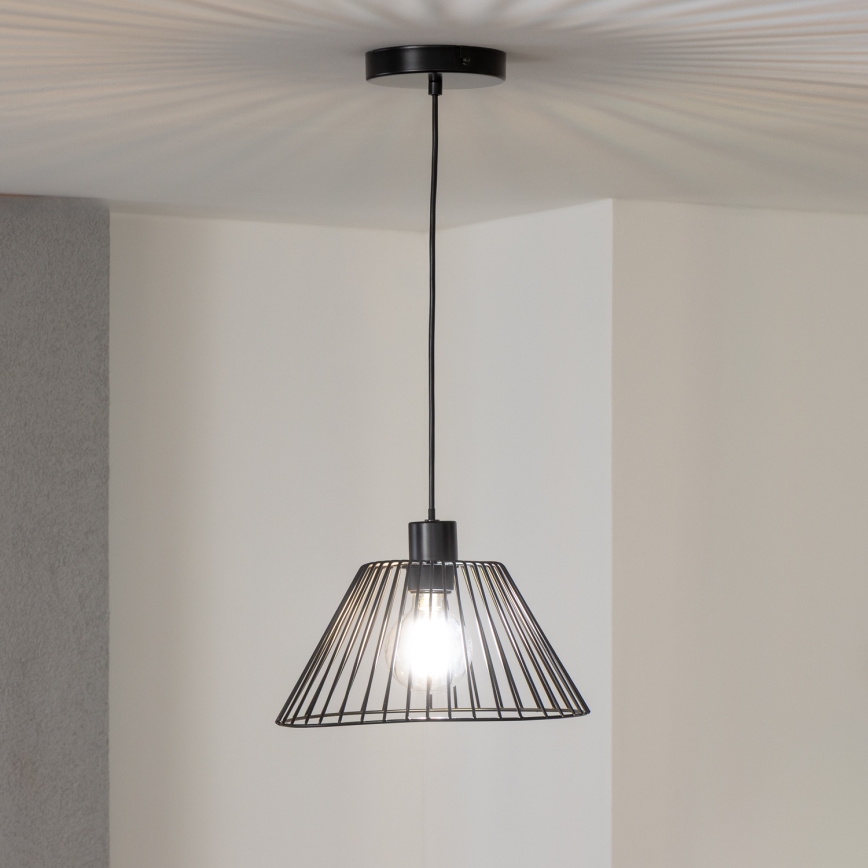 Brilagi - Lámpara colgante LED CERIA WIRE con cable 1x E27/40W/230V Ø 30 cm negra