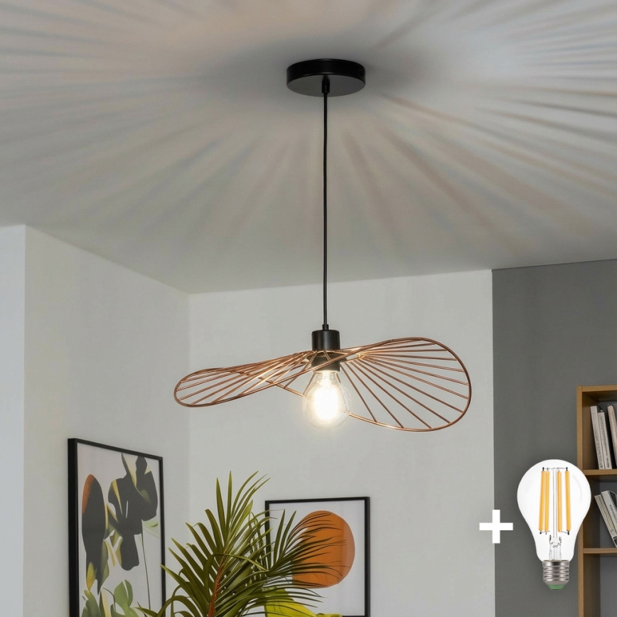 Brilagi - Lámpara colgante LED CERIA WIRE con cable, 1xE27/40W/230V, 40x56 cm, bronce