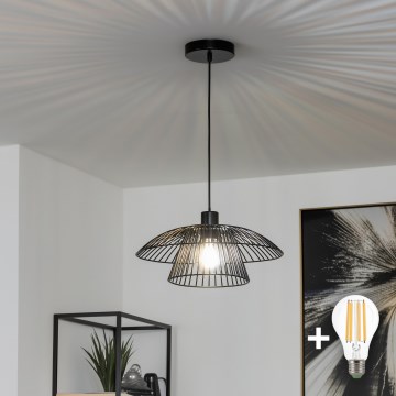 Brilagi - Lámpara colgante LED CERIA WIRE con cable 1xE27/40W/230V, diámetro 38 cm, negro
